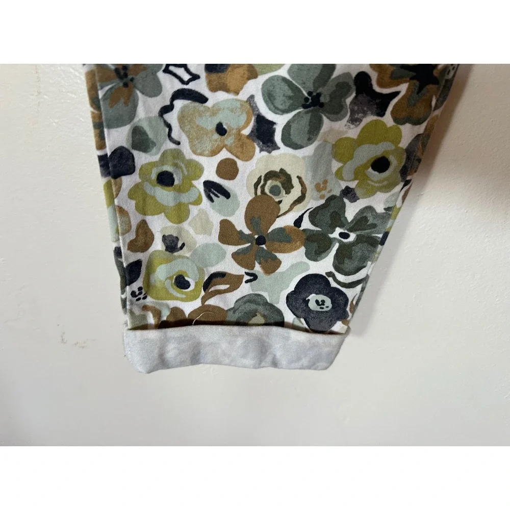 Free Assembly Floral Paperbag Waist Cargo Pants Olive Green Tan XL 14/16